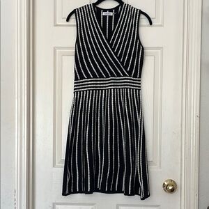 Calvin Klein Knit Black and White Sleeveless Midi Dress‎